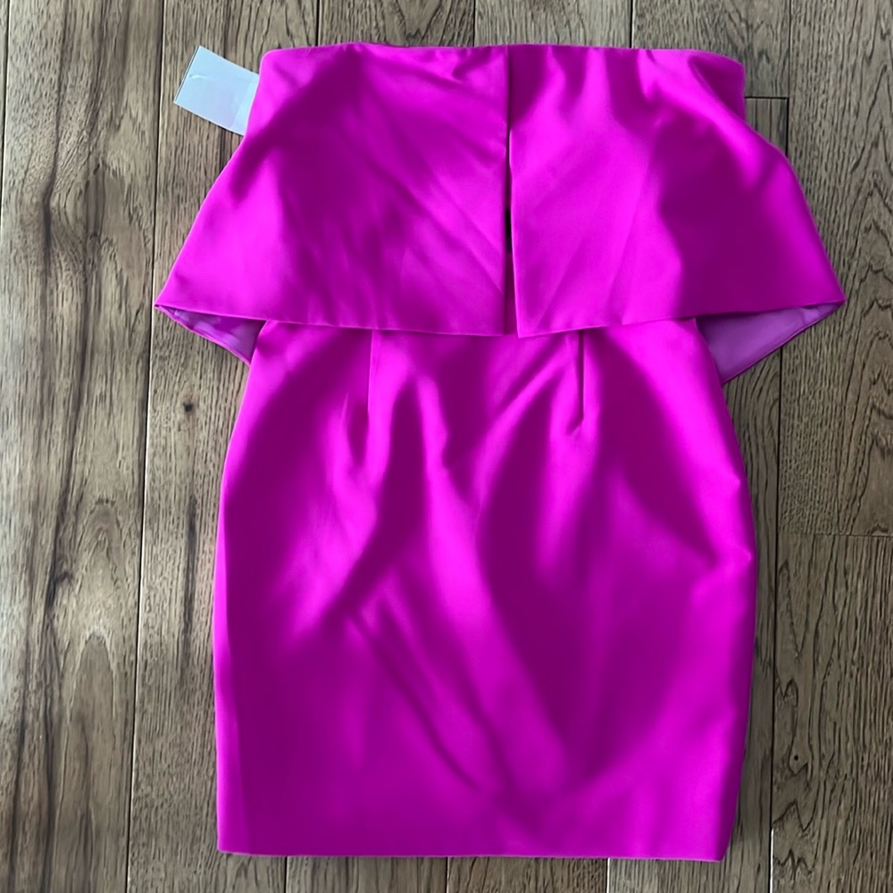 NWT Jay Godfrey size 4 strapless mini kraus dress bright fuchsia cutout